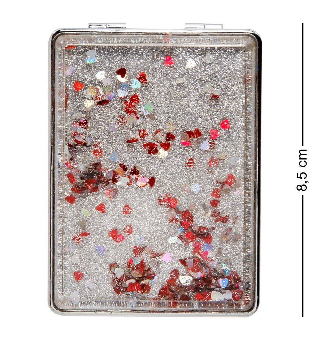 WW-115 Зеркало прямоугольное серебристое с плавающими сердечками «Блеск»