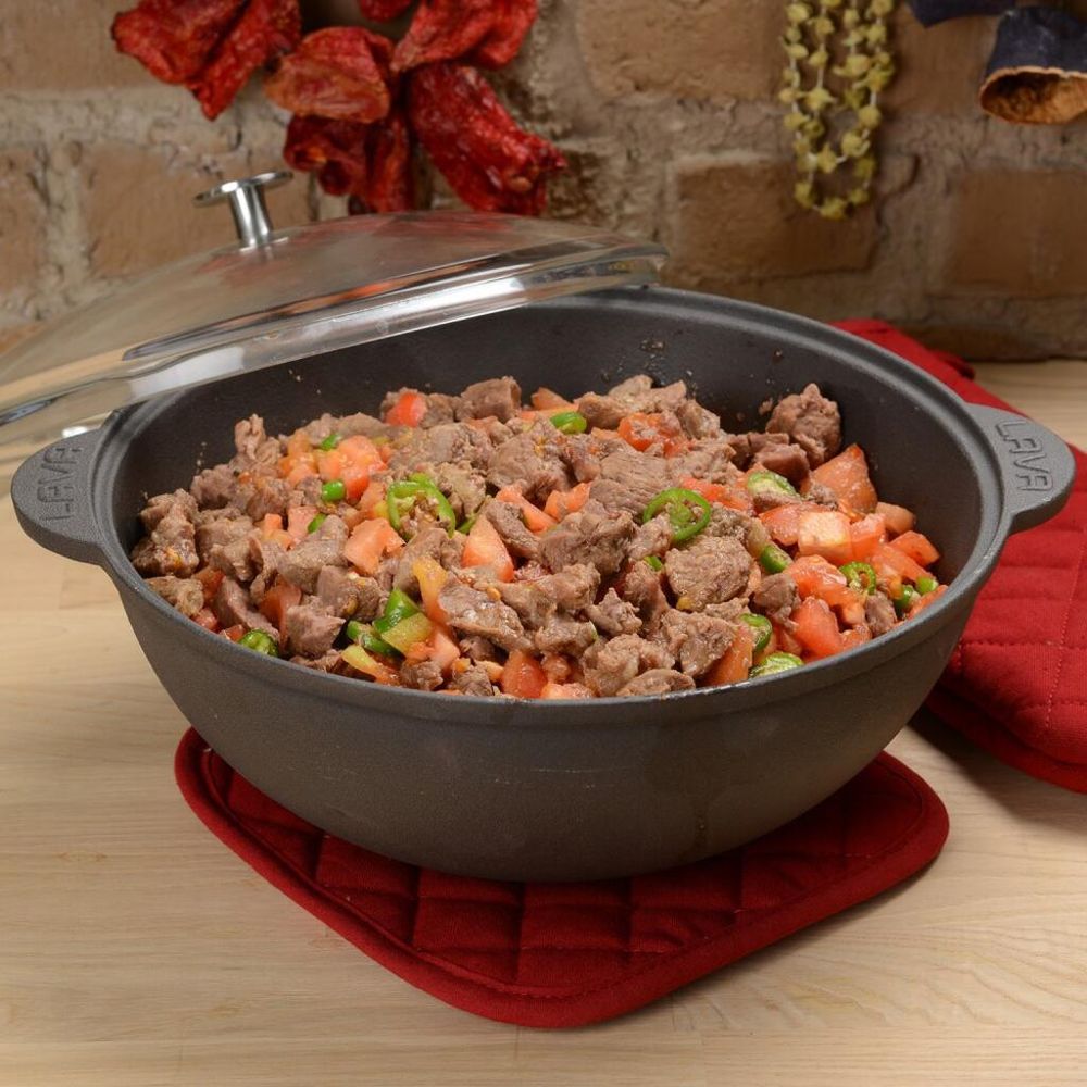 Казан 4,2 л d 28 см чугун со стекл. крышкой черный LAVA