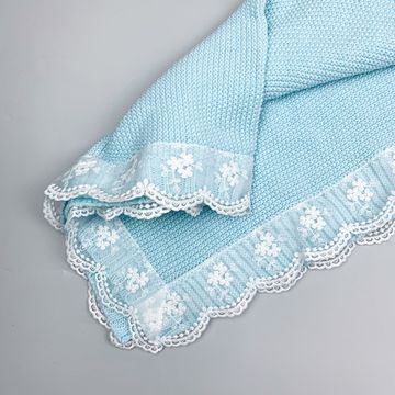 Плед Simple с кружевом мятный