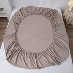 Комплект постельного белья на резинке Однотонный Сатин «Песчаная гармония»