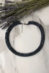 Колье из бисера "Змейка" ручной работы, цвет - Бронза тёмная