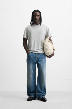 ZARA ФУТБОЛКА СВОБОДНОГО КРОЯ, СЕРЫЙ МЕЛАНЖ