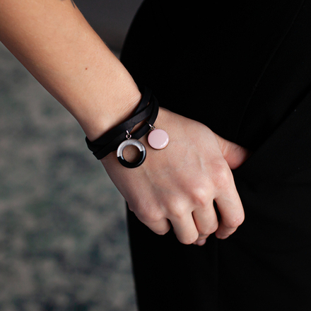 Браслет Кожаный - Бублик - Пудровое Затмение