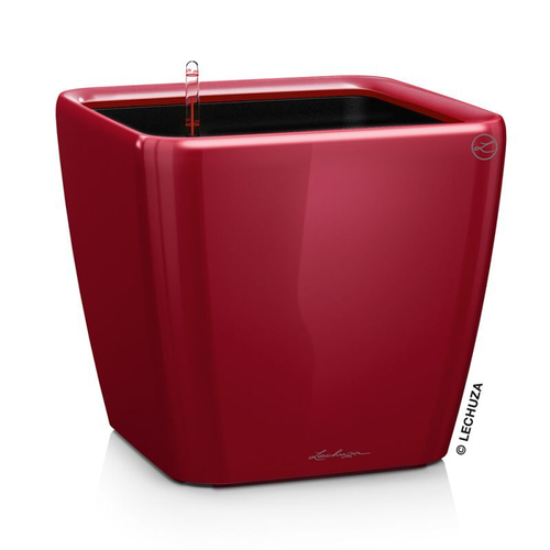 Кашпо Lechuza "Quadro LS Complete scarlet red high gloss" (пластик), 21x21xH20 см