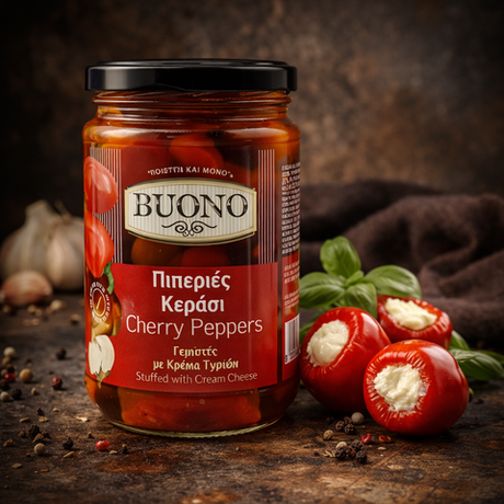 Перчики черри со сливочным сыром Buono, 280 г (Греция)