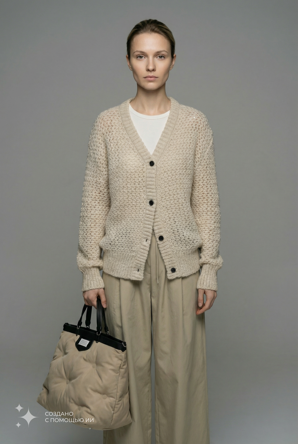 Вязаный кардиган с v-образным вырезом