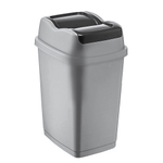 Контейнер для мусора с распашными крышками "EASY" 50л черный-серебро