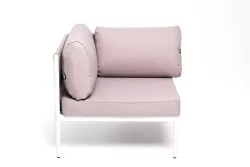 "Касабланка" угловой модуль плетеный из роупа, каркас алюминий светло-серый (RAL7035) муар, роуп серо-коричневый 23мм, ткань бежевая 052