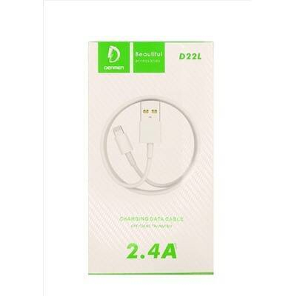 Кабель DENMEN D22L USB-Lightning 2.4A 1м PVC White