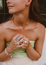 Серьги-пусеты с лавандовым аметистом