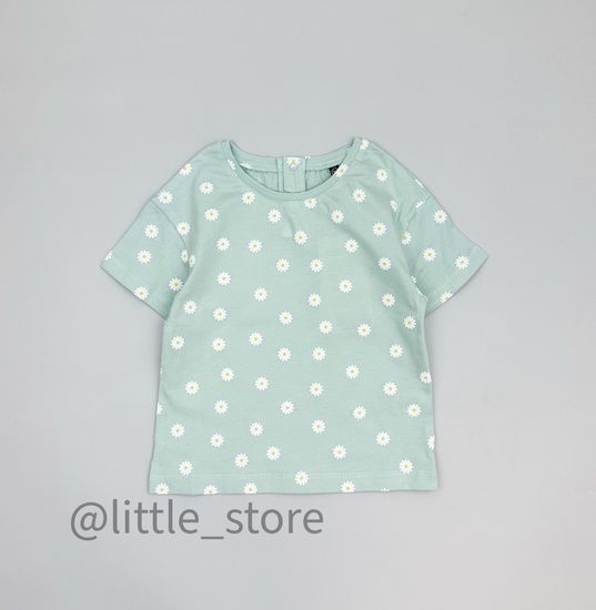 Футболка хлопковая "Ромашковое лето" ромашки на голубой дымке
