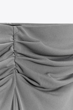 ZARA ДЛИННАЯ ЮБКА СО СБОРКАМИ, СЕРЫЙ