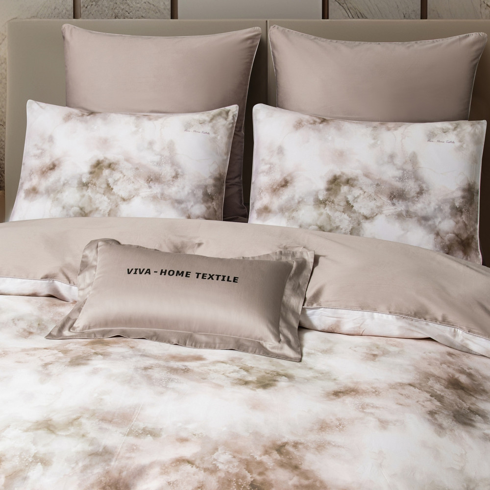 Комплект постельного белья Сатин Премиум «Светлый мрамор»