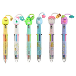 Ручка шариковая, автоматическая, 6в1, Basir, 6-ти цветная, серия "Зверюшки", с резиновой фигуркой и фонариком, 36 шт