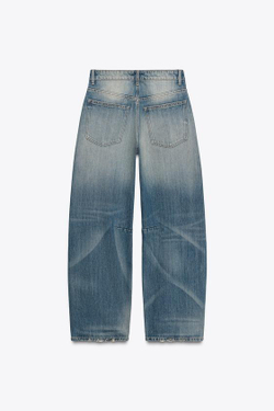 ZARA ДЖИНСЫ TRF BAGGY BALLOON СО СРЕДНЕЙ ПОСАДКОЙ, СИНИЙ