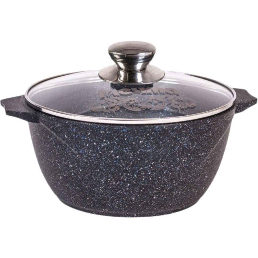 Кастрюля алюминий, антиприг, 3 л, с крыш, крышка стекло, кругл, Мечта, Гранит star, 43803И, сер