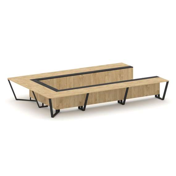 Steel Meet Стол переговорный П-образный KMK-PR.B.SP-15P Тиквуд Светлый/Графит Глянец/Металл Черный 4