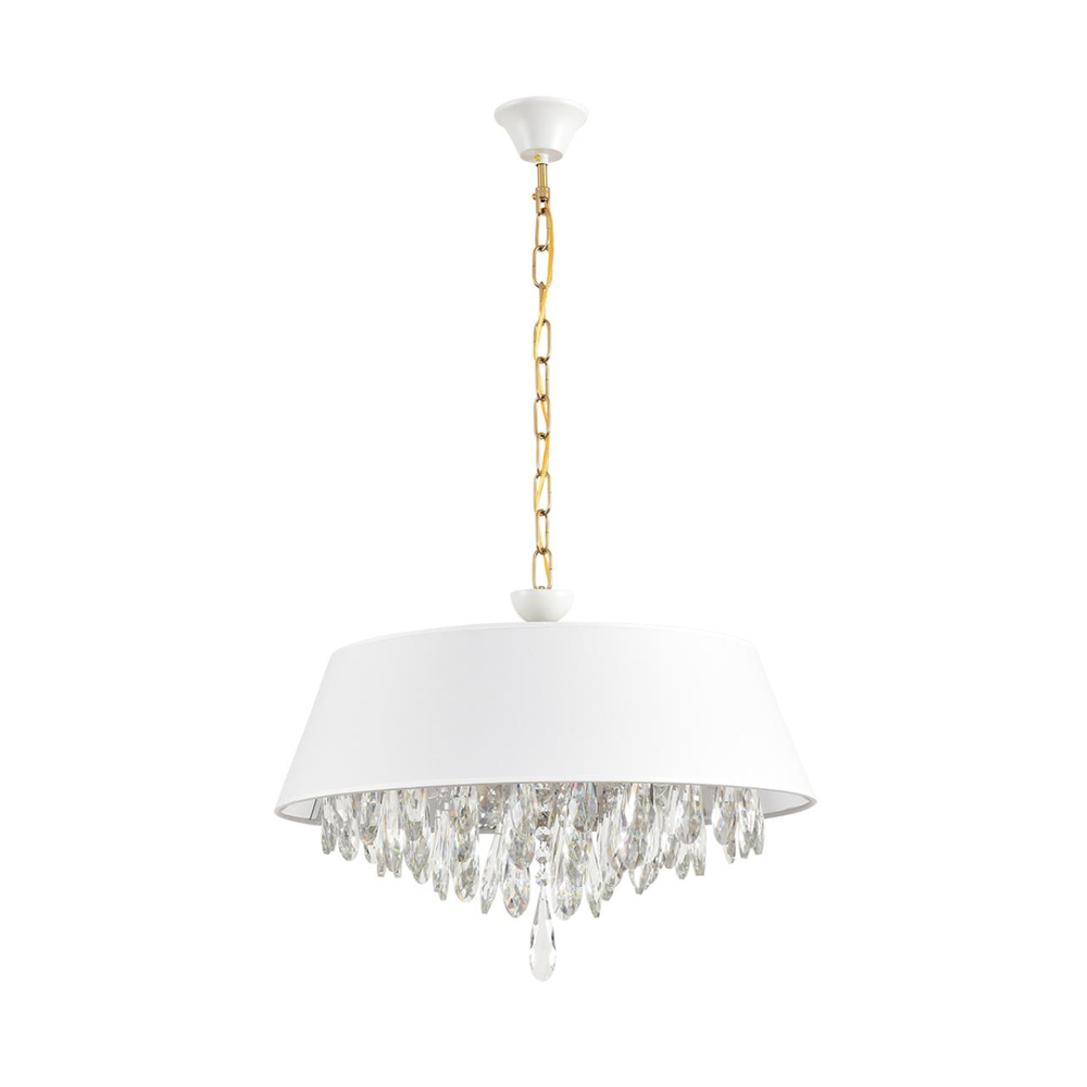 8374/6 CLASSI LN26 118 латунь/белый/прозрачный, металл/текстиль/хрусталь Люстра подвесная E27 6*60W 220V MITRIM