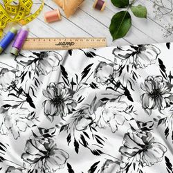 Ткань премиум Оксфорд 600D графический флорал