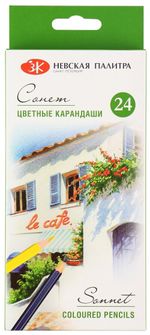 Карандаши цветные профессиональные "Сонет", 24 цвета, в картонной упаковке с европодвесом, 13141433