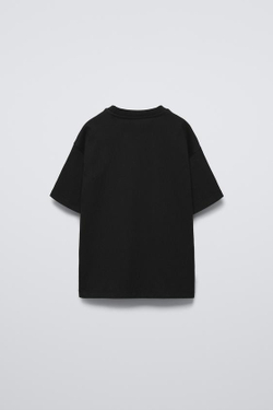 ZARA ОДНОТОННАЯ ФУТБОЛКА, ЧЕРНЫЙ