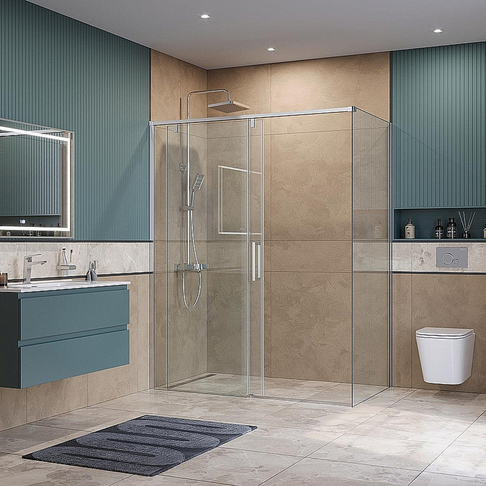 Душевой уголок BelBagno SOFT_CLOSE-1-AH-1 150х80 стекло прозрачное/профиль хром