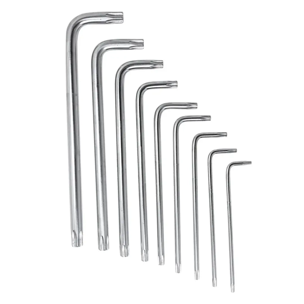 Набор ключей TORX Г-образных длинных, 9пр. (Т10Н, Т15Н, Т20Н, Т25Н,Т27Н, Т30Н, Т40Т, Т45Н,Т50Н с отверстием) в пластиковом держателе PATRON P-5098LT