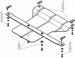 Защита КПП. 2 мм, Сталь. для BMW 5 (e60) 2007-2010 MOTODOR.00223