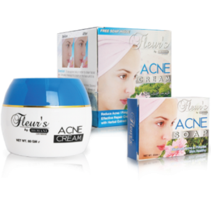 Крем для лица Hemani Fleur's Acne против акне 80 г + мыло 30 г