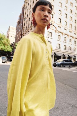 ZARA СВОБОДНАЯ РУБАШКА С РАМИ — ZW COLLECTION, ЖЕЛТЫЙ