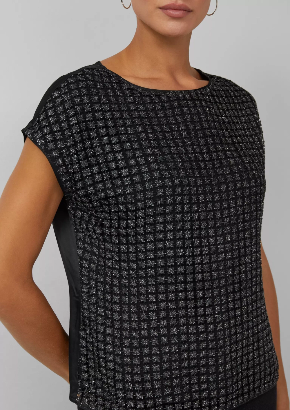 Блузка с кружевом из блестящей пряжи s.Oliver BLACK LABEL