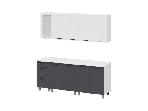 Кухонный гарнитур "Вектор" 2,0м (Лайт) Белый/Бланж/Графит/Антарес