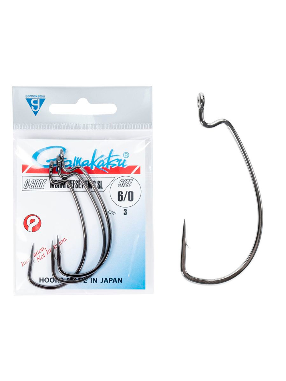 Крючки офсетные Gamakatsu Worm OFFSET EWG SL HOOKS BLACK размер 3/0 (упк.5шт.)