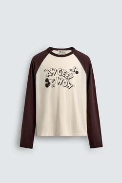 ZARA HARRY LAMBERT X DISNEY ФУТБОЛКА С ПРИНТОМ, КОРИЧНЕВЫЙ