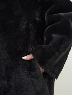 Дубленка зимняя двухсторонняя шуба с капюшоном