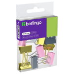 Зажимы для бумаг 19мм 10шт. розовый+золотой (Berlingo)