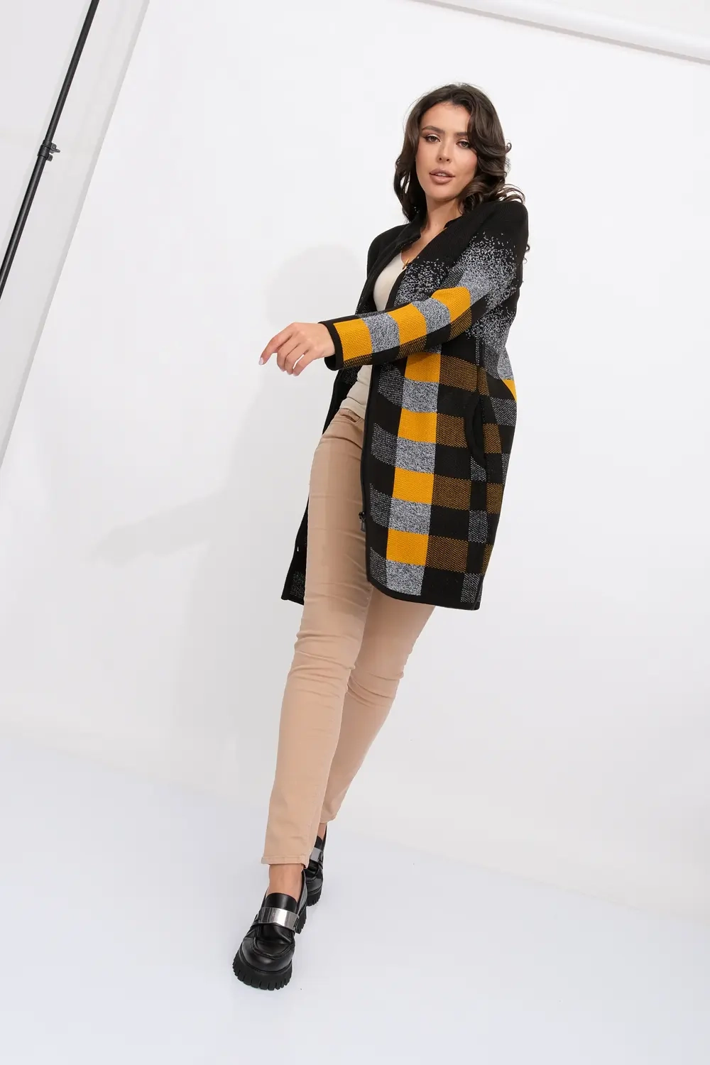 Кардиган К 675 ст/горчичный микс