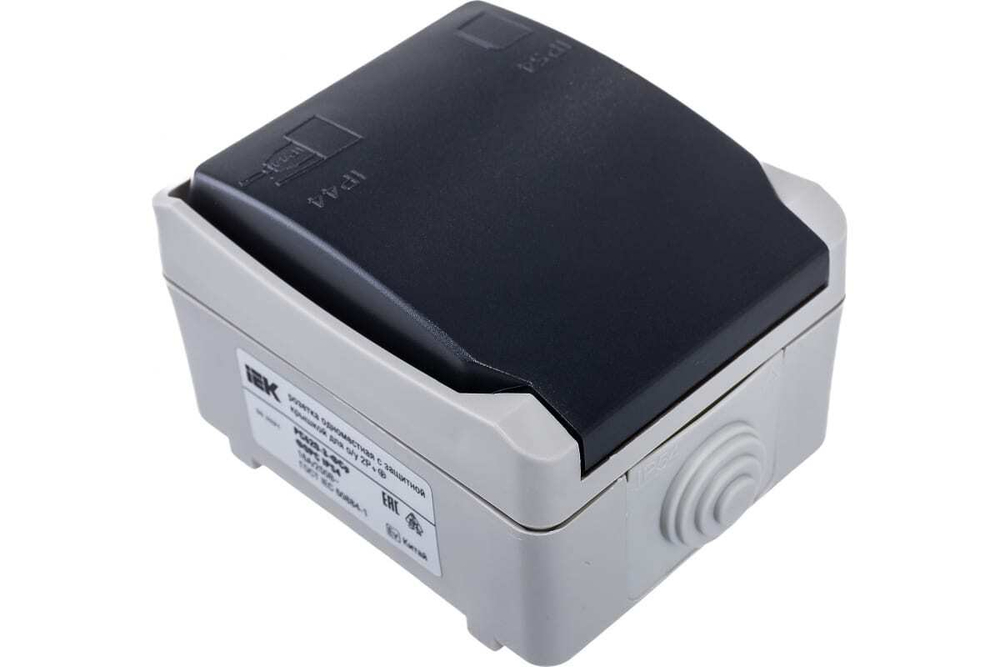 Розетка 2-местная для открытой установки РСб22-3-ФСр с заземлением ФОРС IP54 IEK