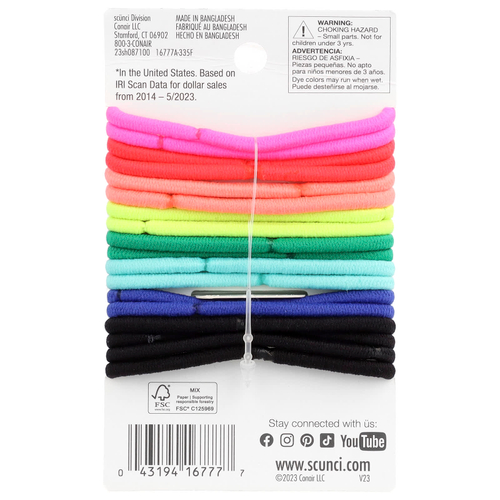 Scunci, Резинки No Damage®, для всех волос, средней фиксации, разные цвета, 18 шт.