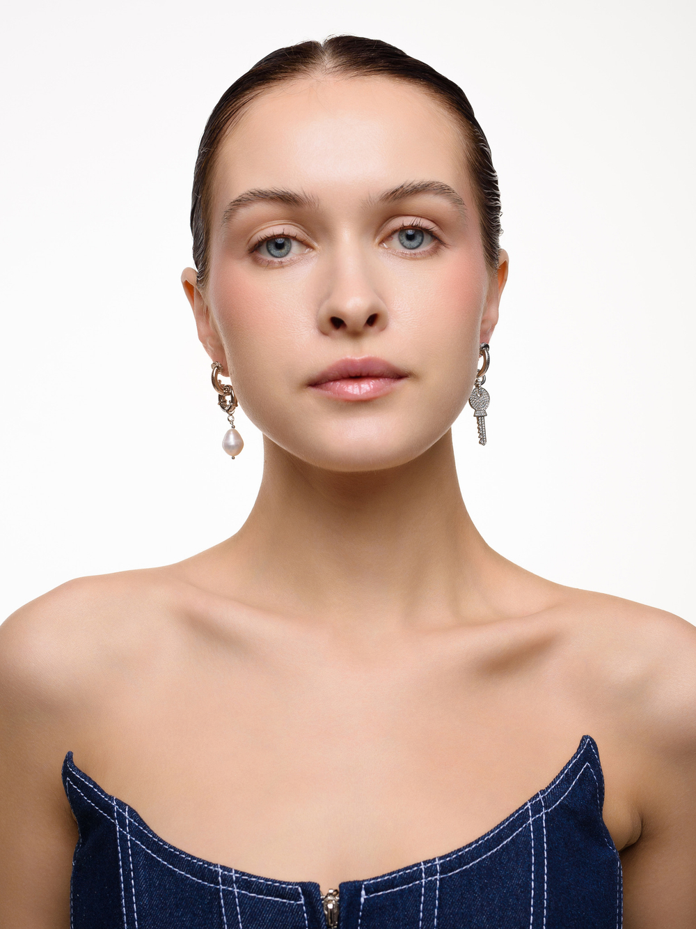 Серьги "Pearl Key Brutal" Silver