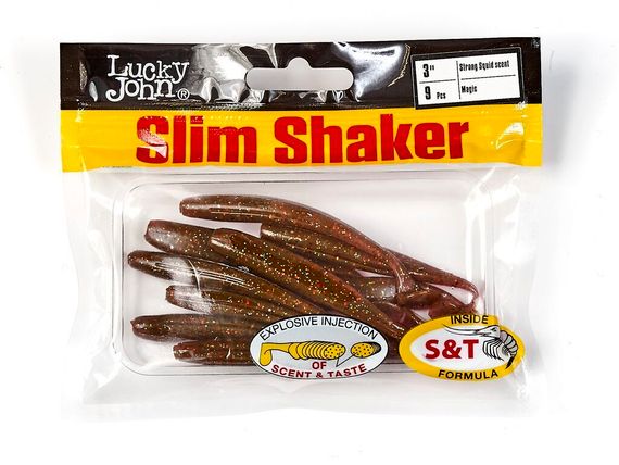 Виброхвосты съедобные LJ Pro Series SLIM SHAKER 3in (7,6 см), цв. S14, 9 шт.