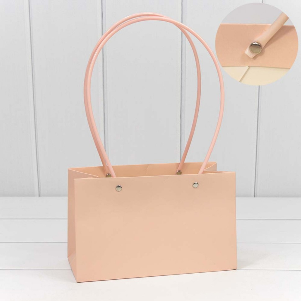 Пакет подарочный 22х13.5х11см Ваза для цветов (Персиковый)