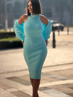 Платье миди в цвете бирюза