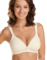 Бескаркасный бюстгальтер с бесшовными формованными чашками на поролоне (Размер: 95B) (Цвет: кремовый)