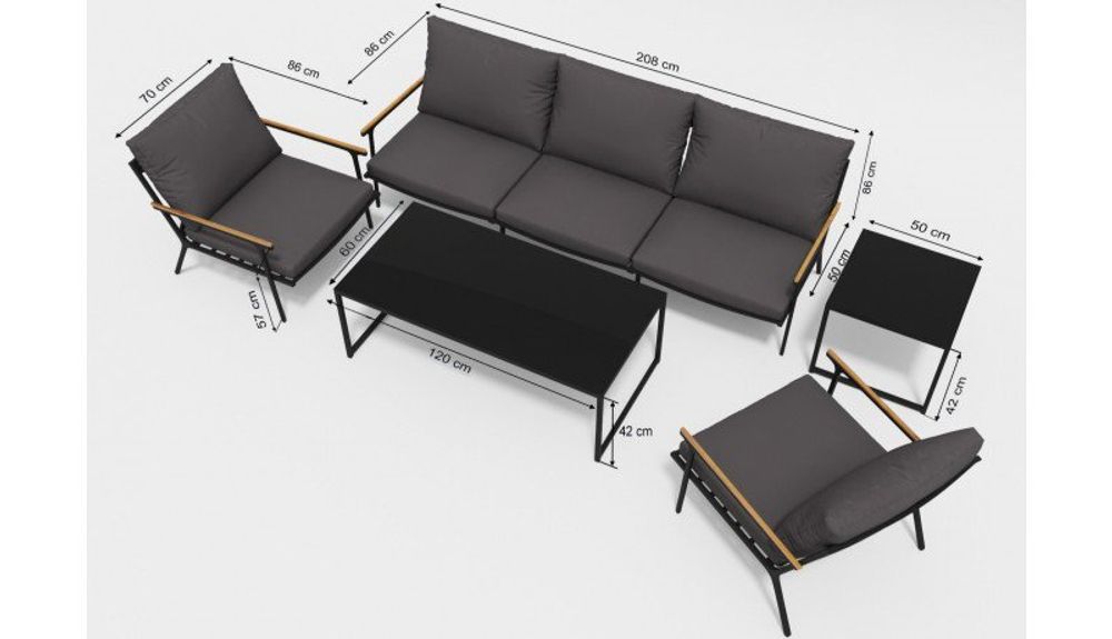 Calma long, набор антрацит/антрацит, алюминий