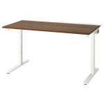 Письменный стол с регулировкой по высоте - IKEA MITTZON/МИТТЗОН ИКЕА, 140х80х65-85 см, белый/коричневый