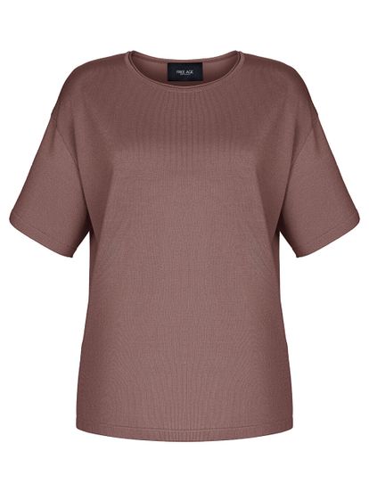 Женская футболка темно-коричневого цвета из 100% шелка - фото 1