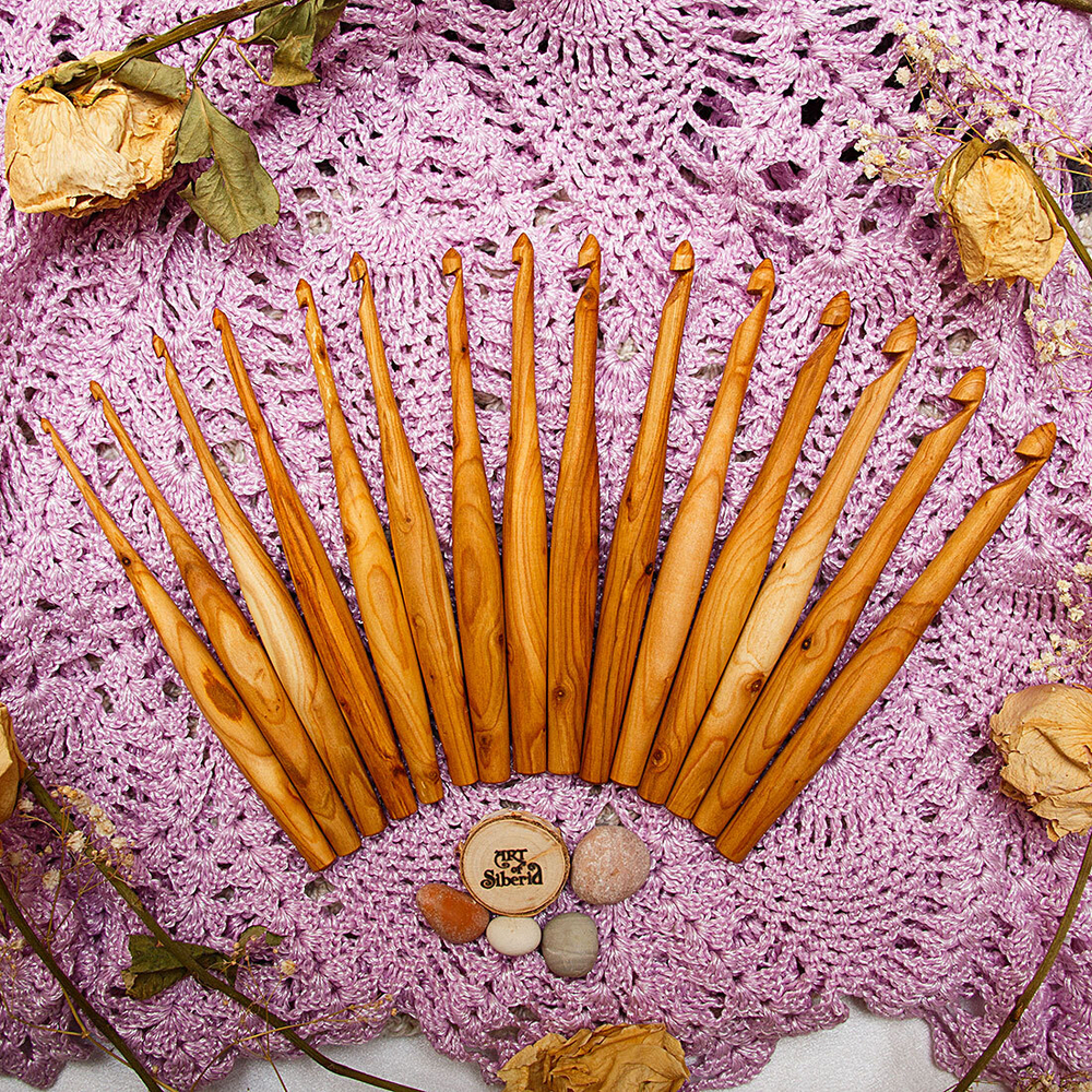 Набор деревянных крючков для вязания 15 шт. (3-10 мм). KN9