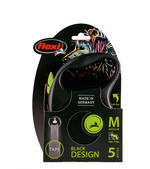 Поводок-Рулетка Флекси Black Design M 5м., 25кг., лента, черный/зеленый
