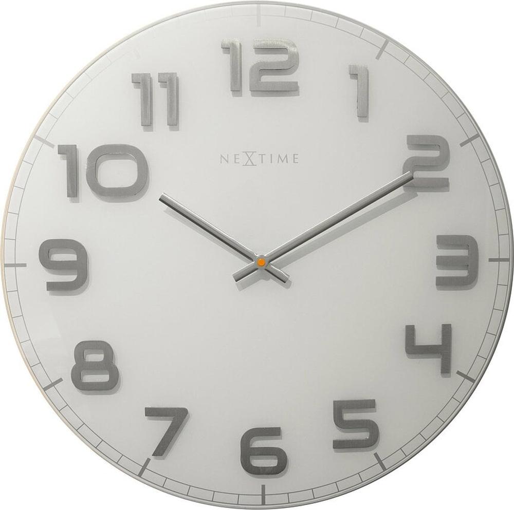 Настенные часы NeXtime Classy Large, стекло, 50 см, белые